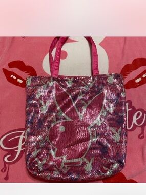 PLAYBOY Hot Pink Sequin Bunny Tote